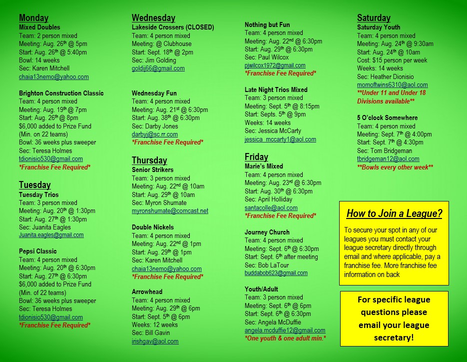 LEAGUES Myrtle Beach Bowl Myrtle Beach, SC 29577